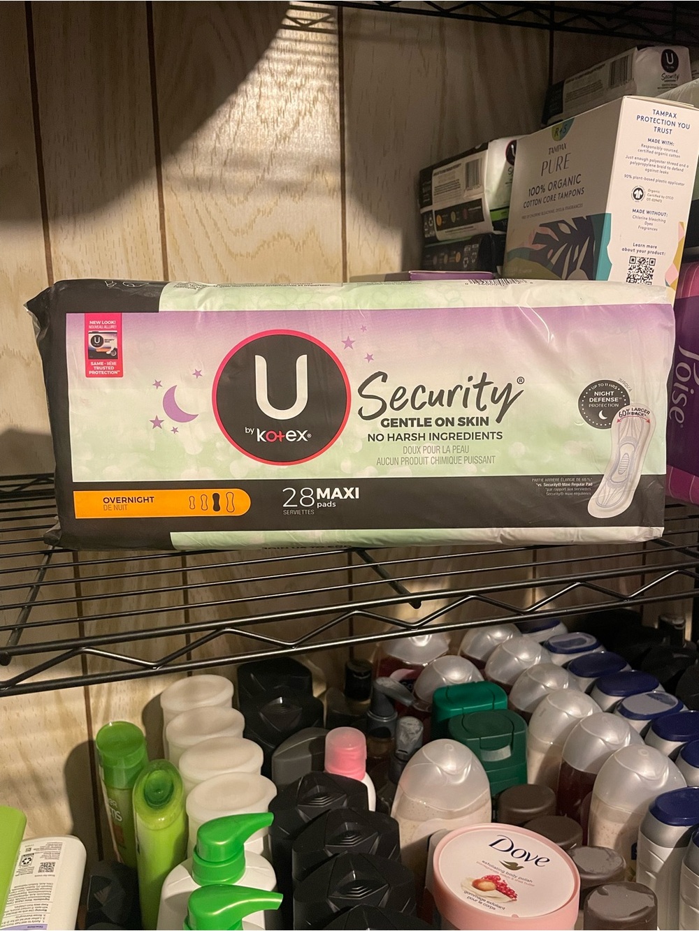 U by Kotex Security Overnight Maxi Pads - Gentle on Skin (Green/Purple)